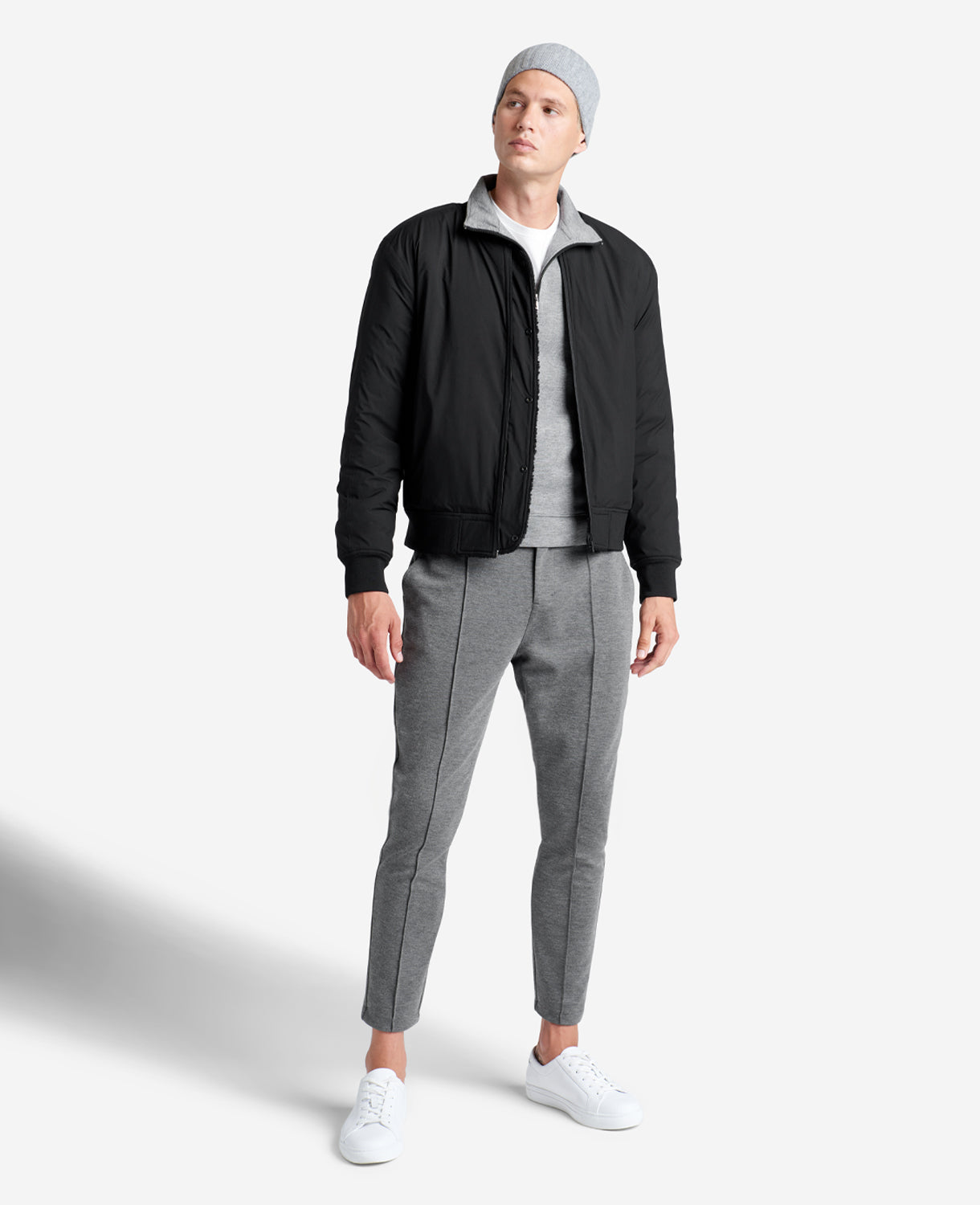 Kenneth Cole Reaction Clothing Reversible Sherpa Bomber Jacket giacca nera reversibile