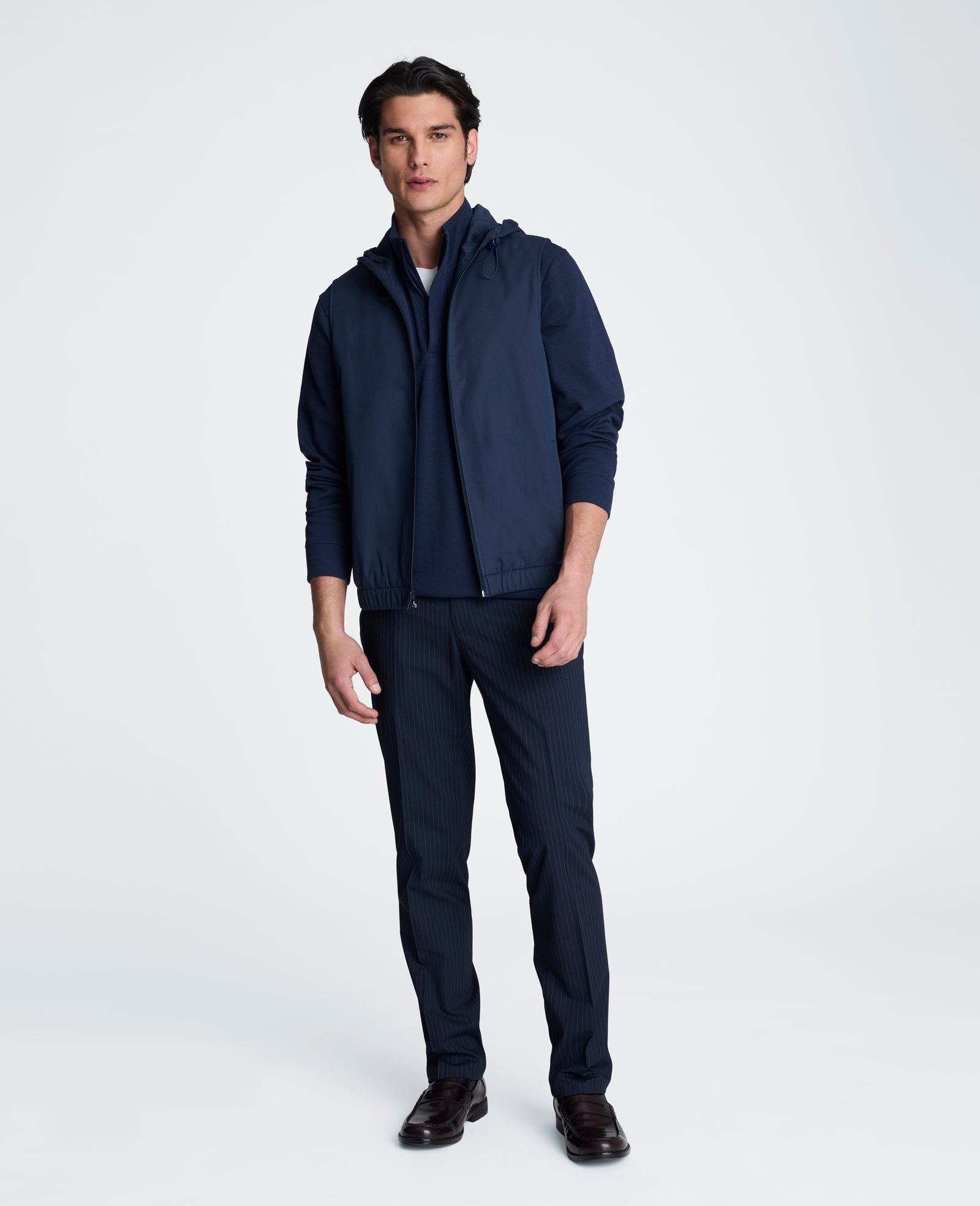 Kenneth Cole Reaction Clothing Gathered Bottom Vest gilet blu navy imbottito