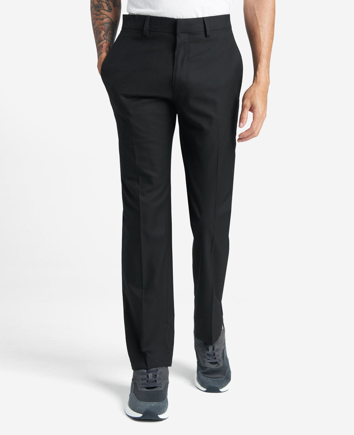 Kenneth Cole Reaction Clothing Slim-Fit Stretch Twill Dress Pant pantaloni neri