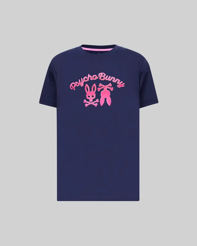 Psycho Bunny Men's Tees Aram Graphic Tee T-shirt blu cotone Pima