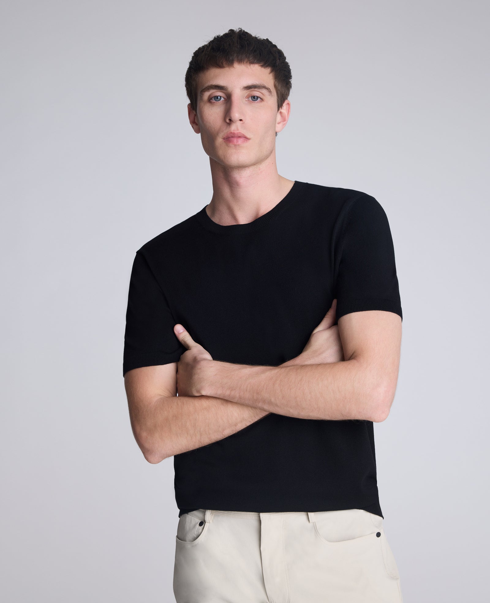 Kenneth Cole Reaction Clothing Sweater Tee maglia nera uomo viscosa