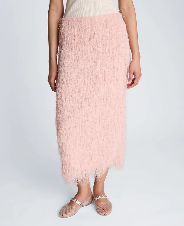 Kenneth Cole Reaction Clothing Feather Pull On Midi Skirt with Slit gonna pink vapor midi