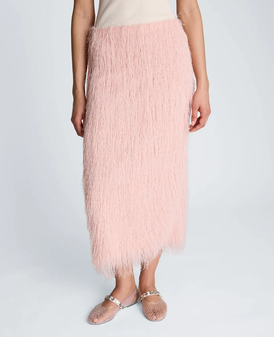 Kenneth Cole Reaction Clothing Feather Pull On Midi Skirt with Slit gonna pink vapor midi