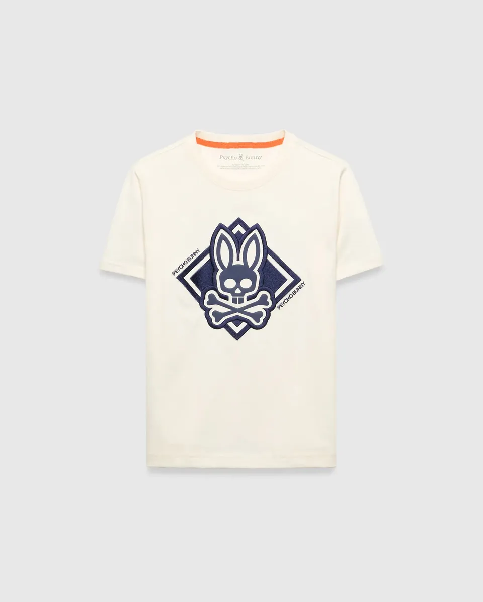Psycho Bunny Kids Tees Tobias Graphic Tee maglietta bianca cotone Pima