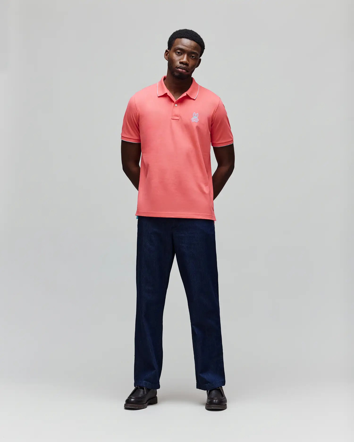 Psycho Bunny Men's Polos Lachlan Pique polo uomo corallo sunkissed vestibilità regular