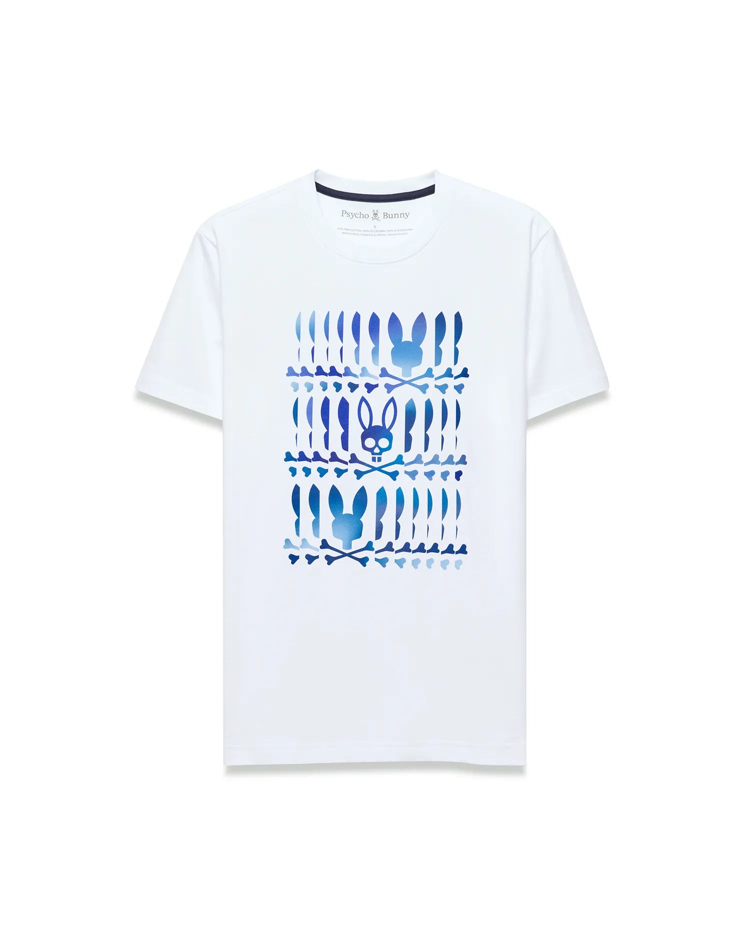 Psycho Bunny Men's Tees Lewis Pima Cotton Graphic Tee maglietta bianca