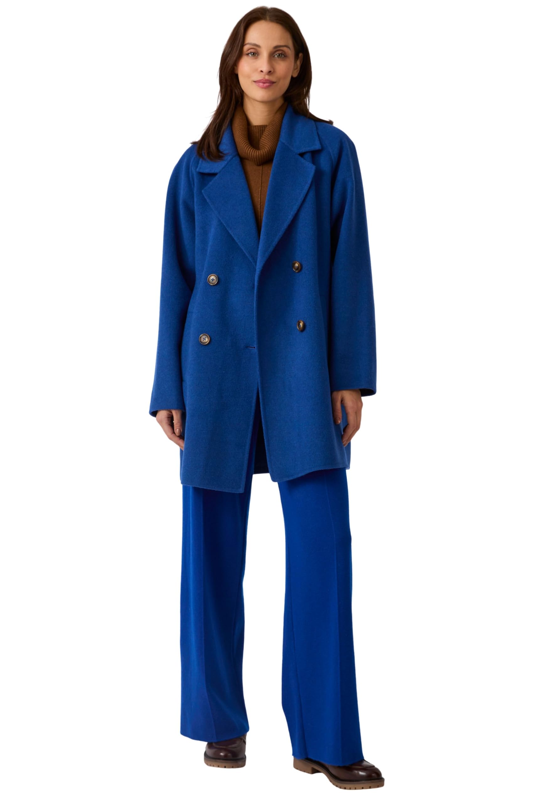 Damart Prêt-à-porter Cappotto donna marrone cioccolato in lana e cashmere