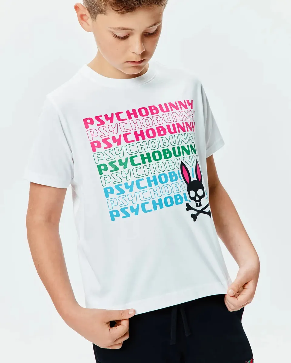 Psycho Bunny Kids Tees KIDS LANDON WORDMARK TEE KT0200196 T-shirt bianca