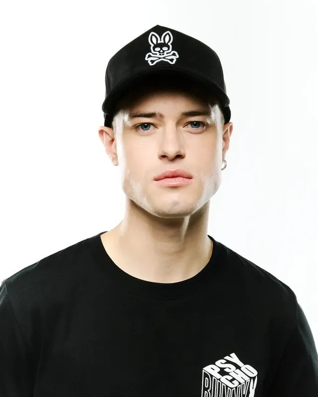 Psycho Bunny Accessories MEN'S KENNETH A-FRAME TRUCKER CAP - MO1500148 cappello trucker Black O/S effetto suede