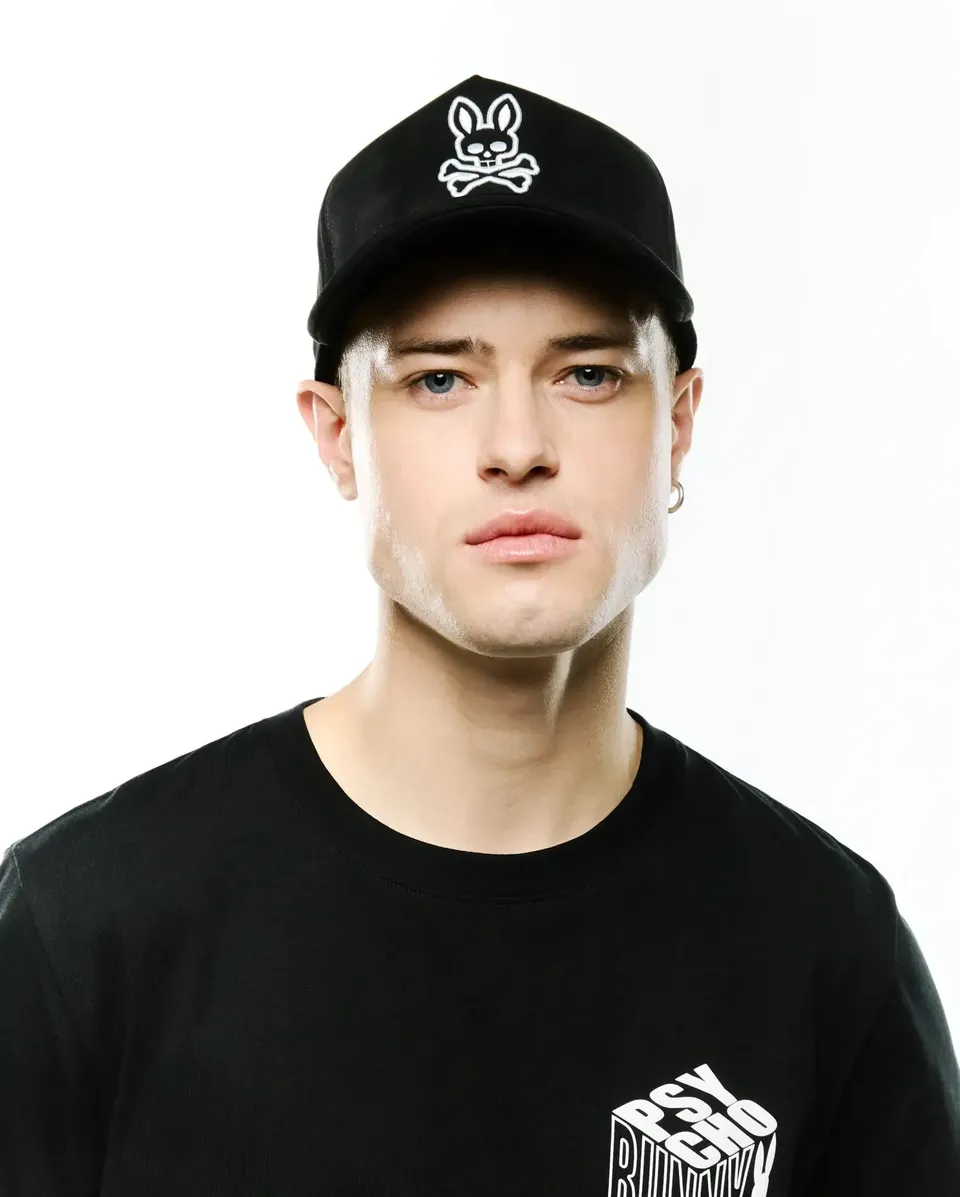 Psycho Bunny Accessories MEN'S KENNETH A-FRAME TRUCKER CAP - MO1500148 cappello trucker Black O/S effetto suede