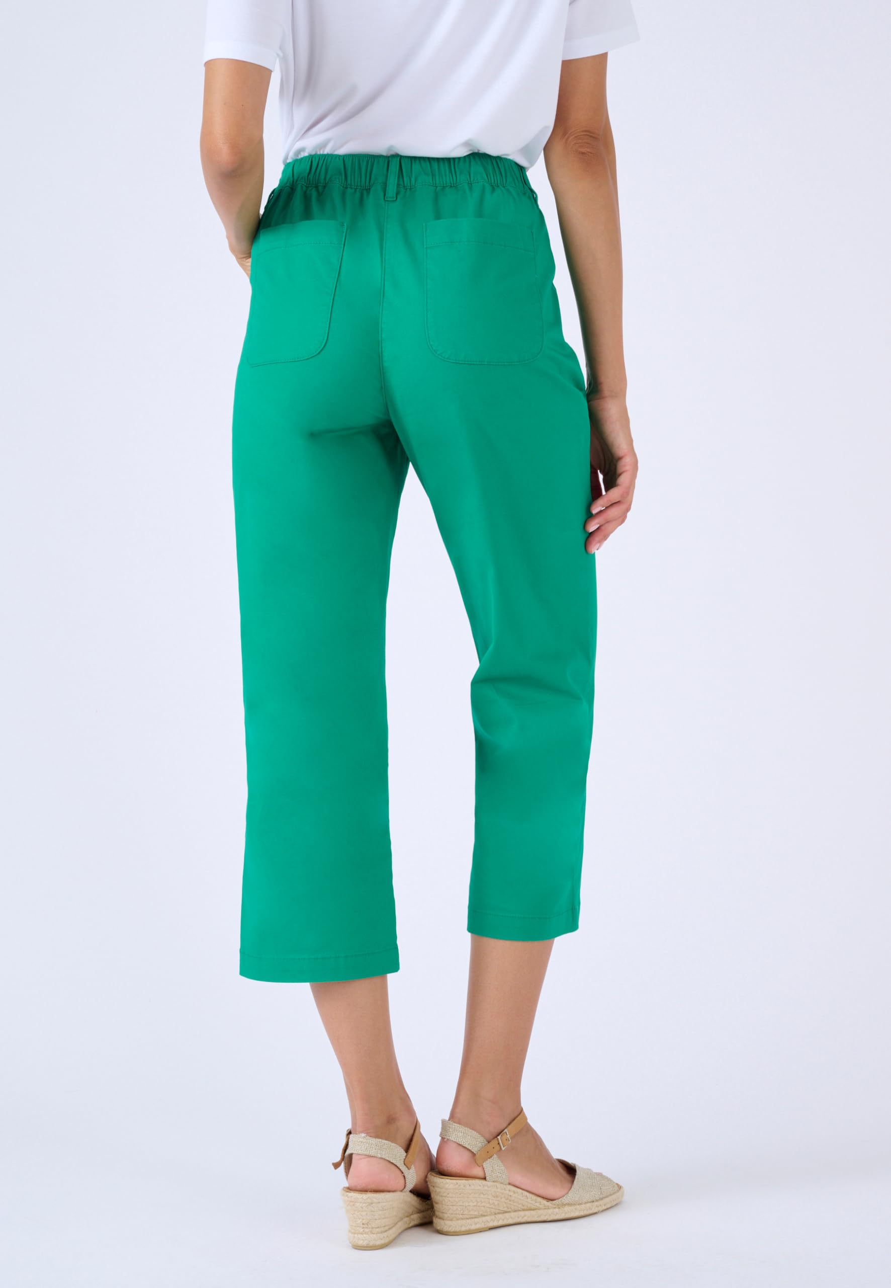 Damart Prêt-à-porter pantaloni donna cotone elasticizzato verdi 40