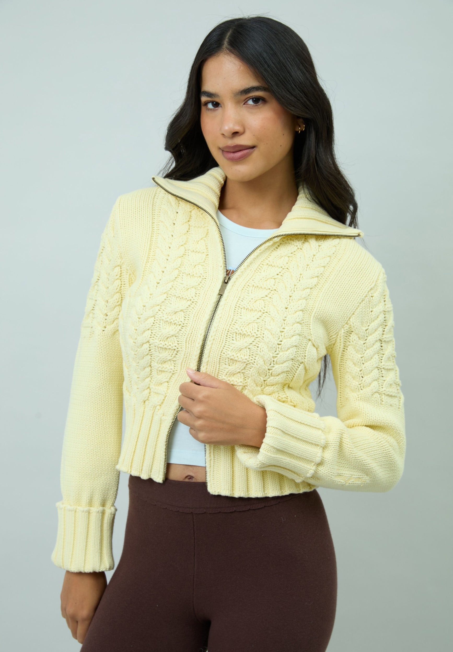 House Of Sunny Women's Knitwear Butter Cable Knit Peggy maglia in cotone