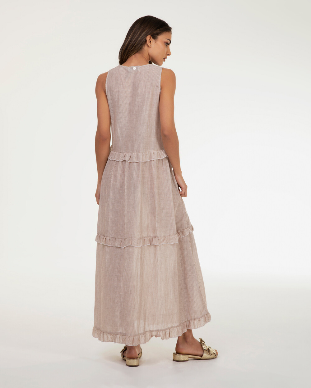 Markup Donna Vestiti Abito lungo rigato con pizzo