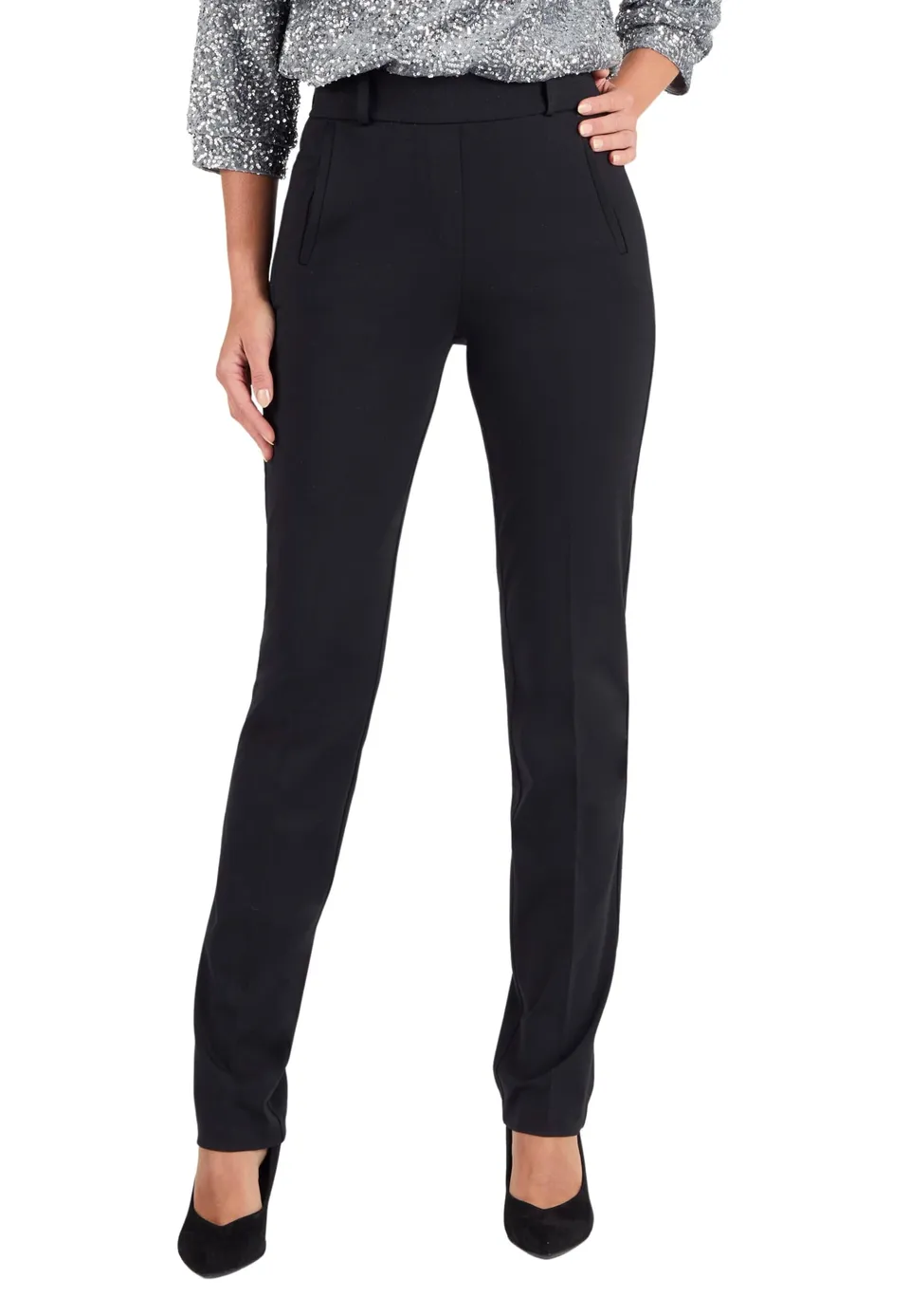 Damart Prêt-à-porter Pantaloni filettabili in maglia Milano bi-Stretch neri