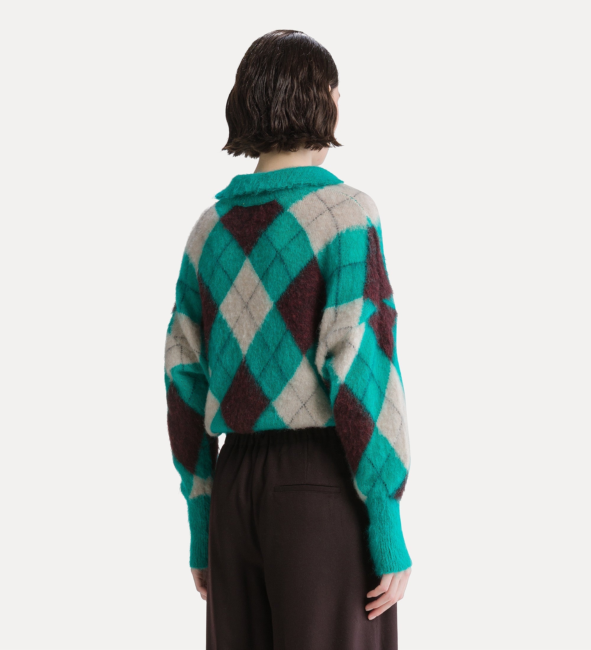 Forte Maglieria maglia Argyle in misto alpaca verde