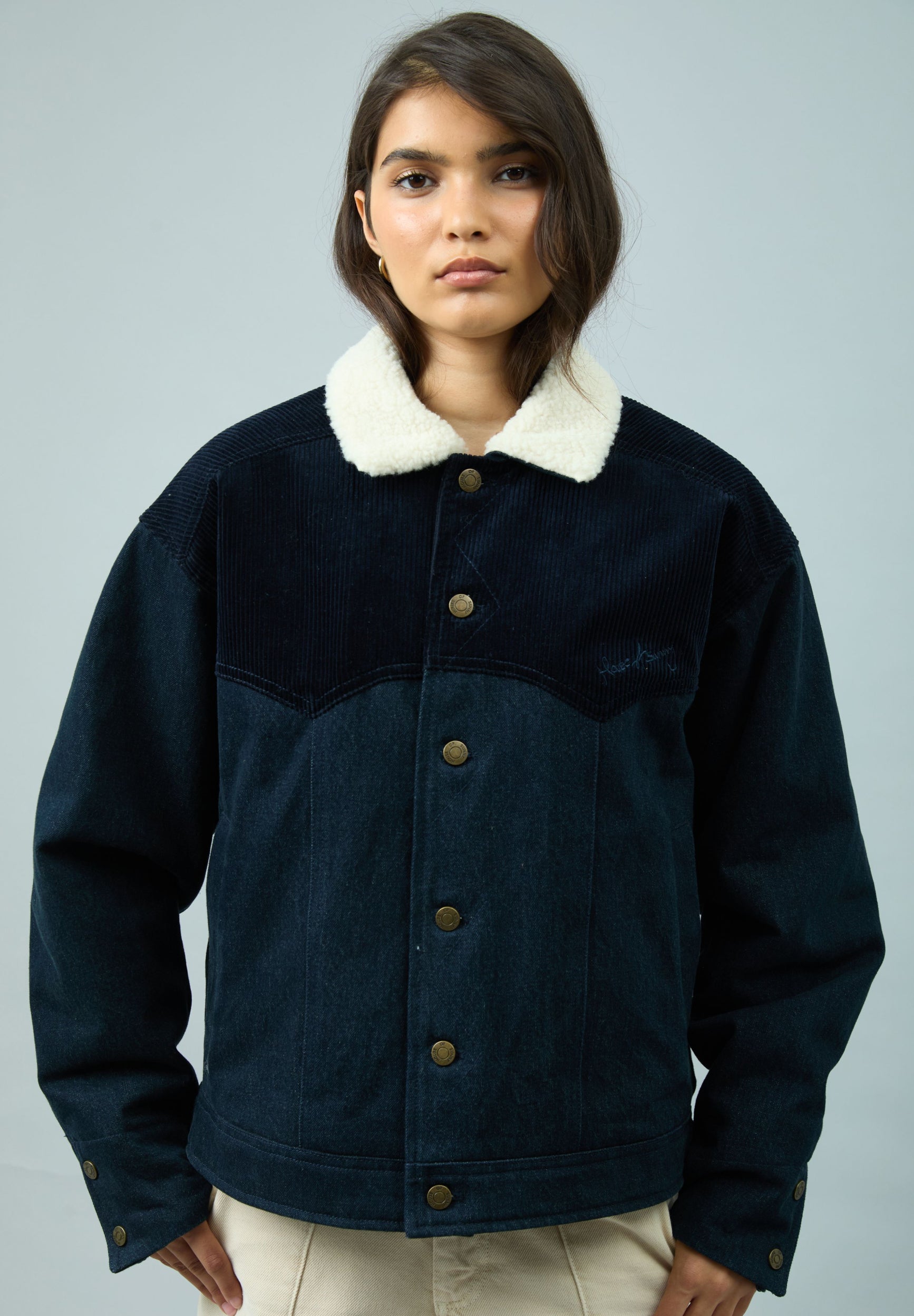 House Of Sunny Women's Denim RIPP MOUNTAIN DENIM JACKET giacca sherpa