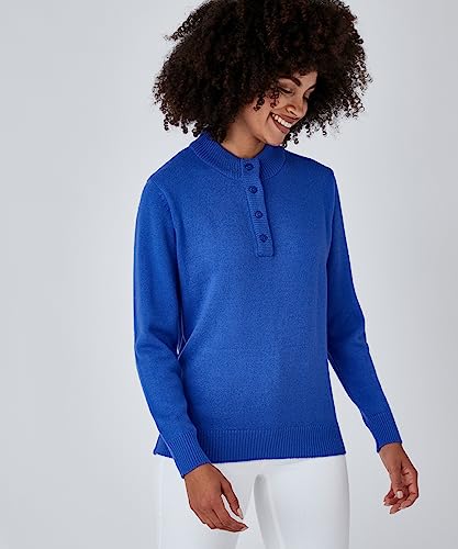 Damart Prêt-à-porter maglione collo alto abbottonato blu porcellana 40