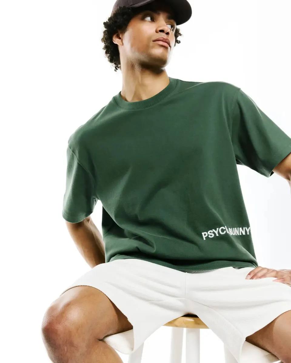 Psycho Bunny Men's Tees Haiden Oversized Tee t-shirt verde Pima