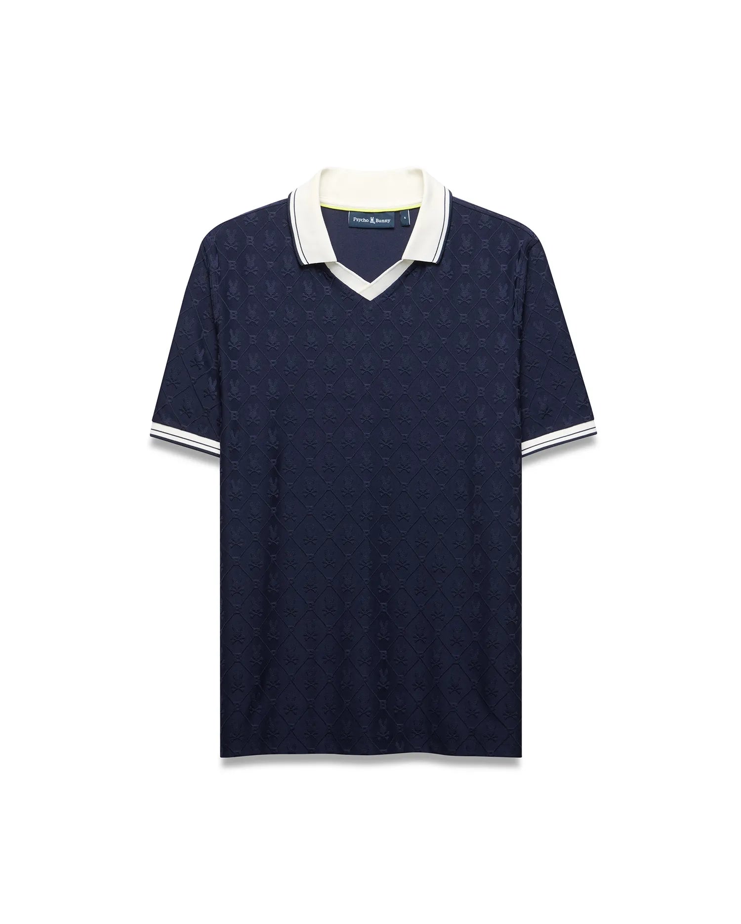 Psycho Bunny Men's Polos Garry Johnny Collar Polo polo blu jacquard