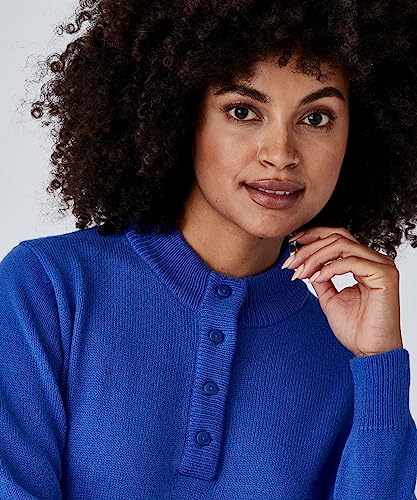 Damart Prêt-à-porter maglione collo alto abbottonato blu porcellana 40