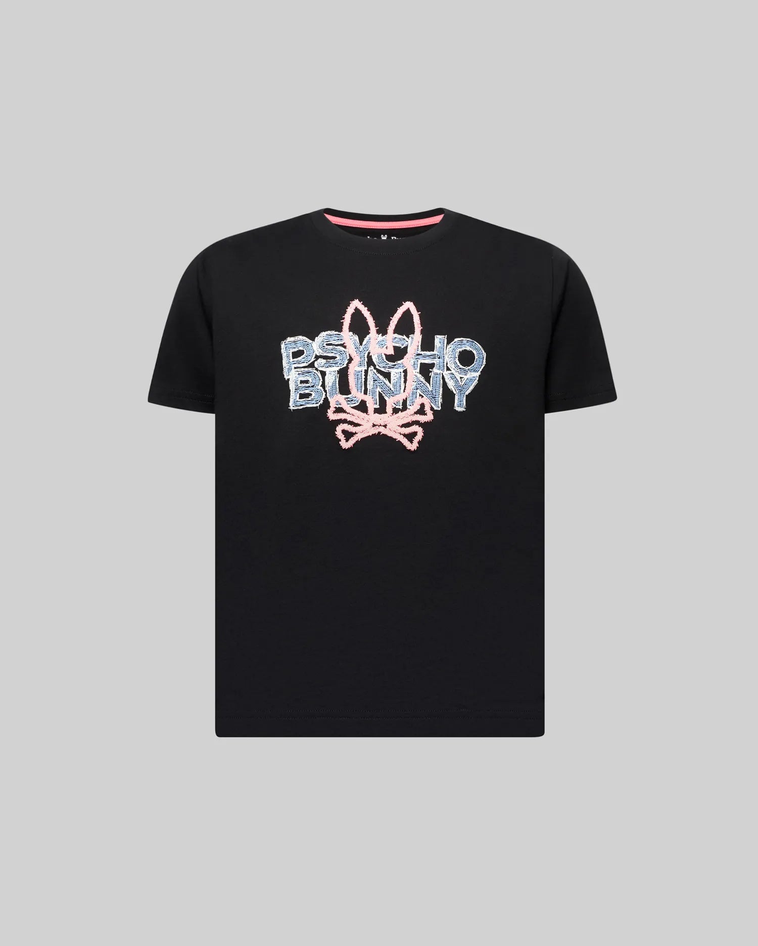Psycho Bunny Kids Tees Herman Graphic Tee maglietta nera in cotone Pima