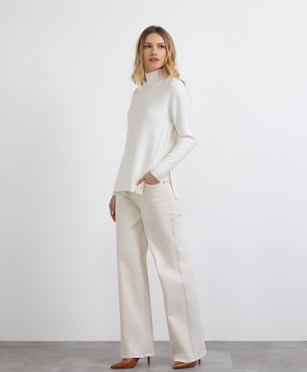 Markup Donna Maglieria Maglia collo alto con treccia maglia