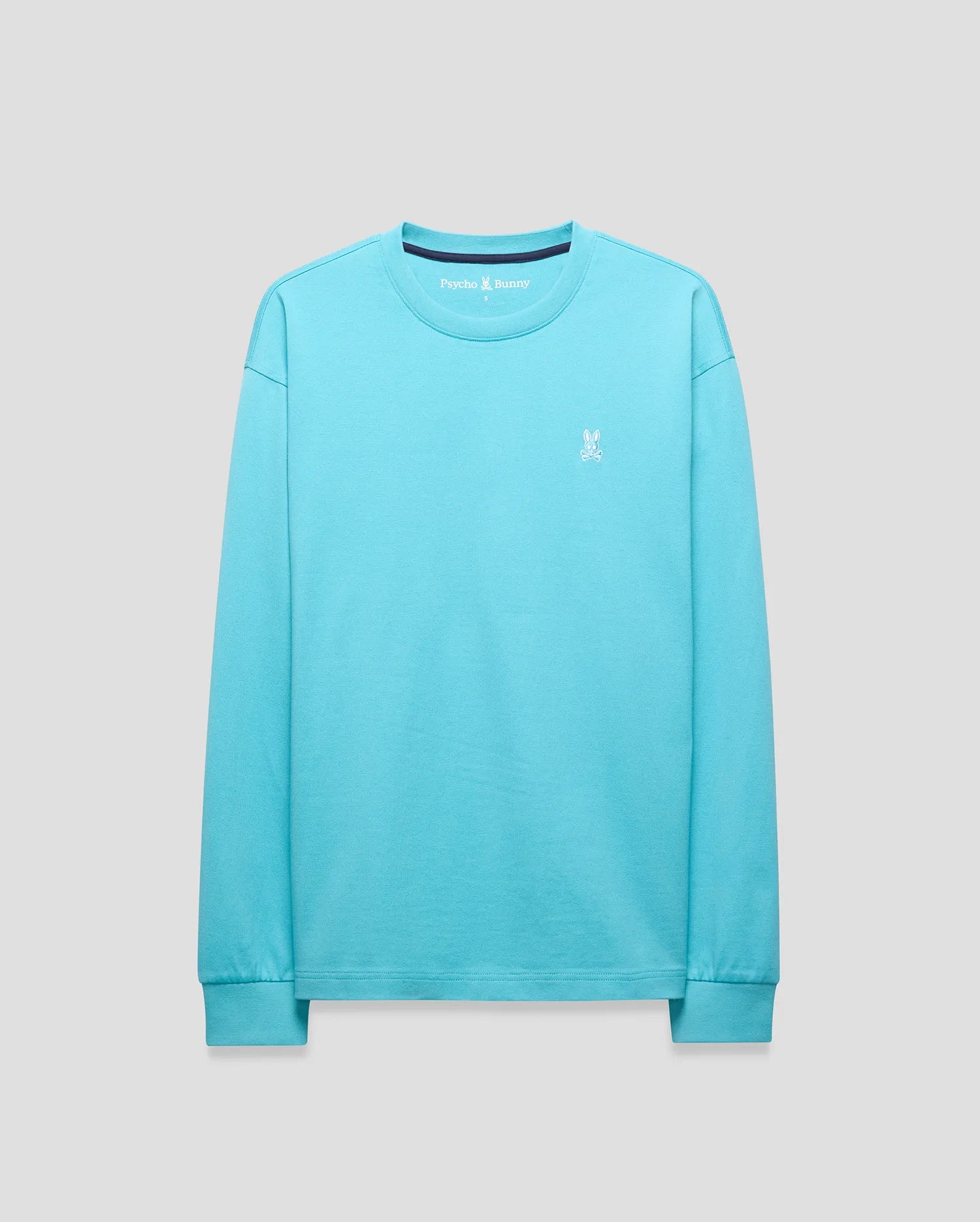 Psycho Bunny Men's Tees MENS NORMAN LONG SLEEVE OVERSIZED FIT TEE maglia blu 430 cotone