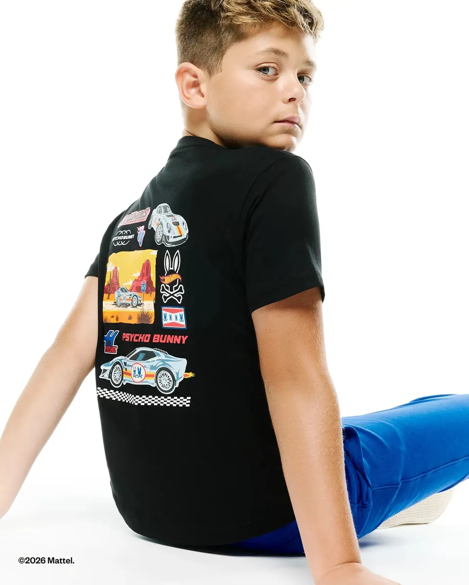 Psycho Bunny Kids Tees Hot Wheels Kid's Back Graphic Tee t-shirt nera