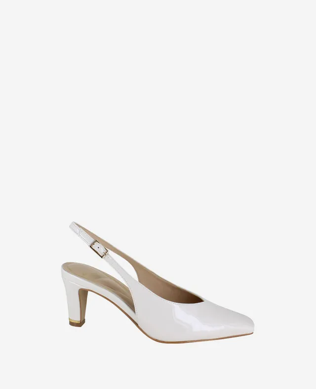 Kenneth Cole Reaction Shoes Meilani Patent Point Toe Slingback scarpa ecru patent