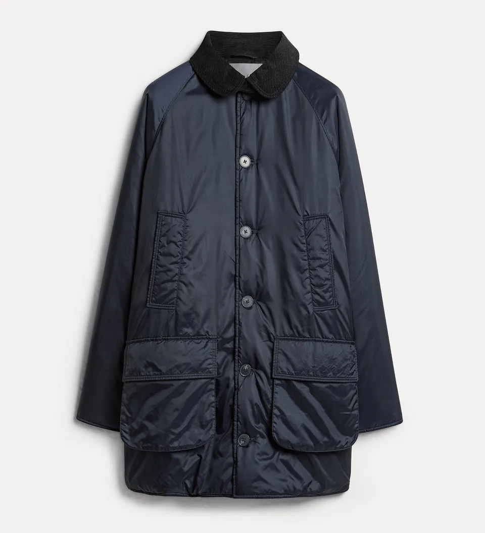 Forte giacche nylon midi british jacket giacca nera imbottita