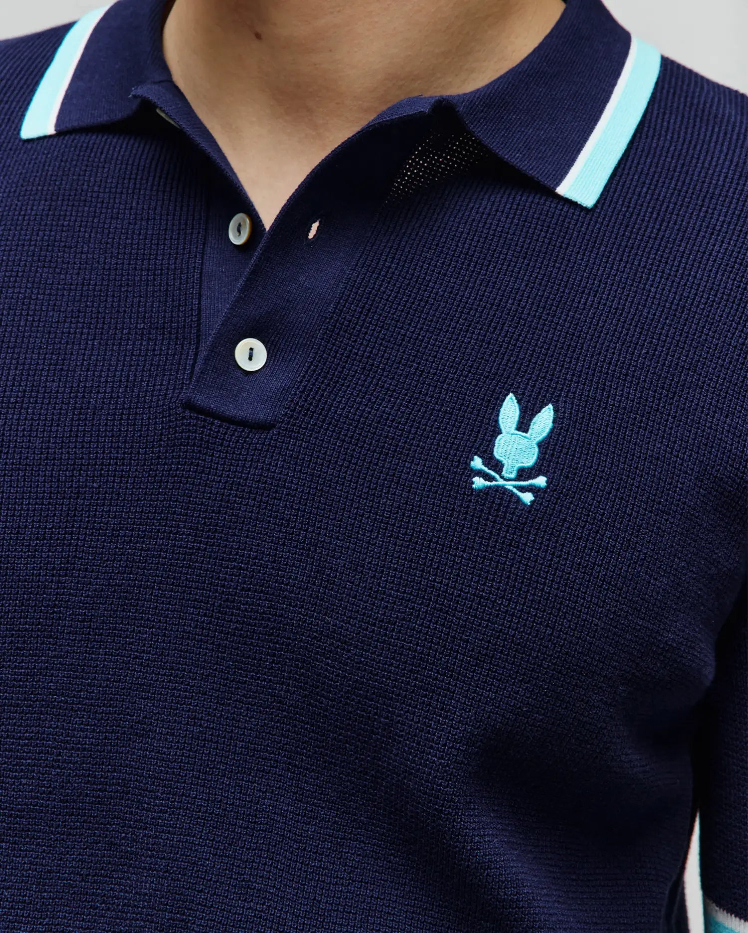 Psycho Bunny Dax Knit Polo MT0100212 polo Evening Blue 402 in cotone