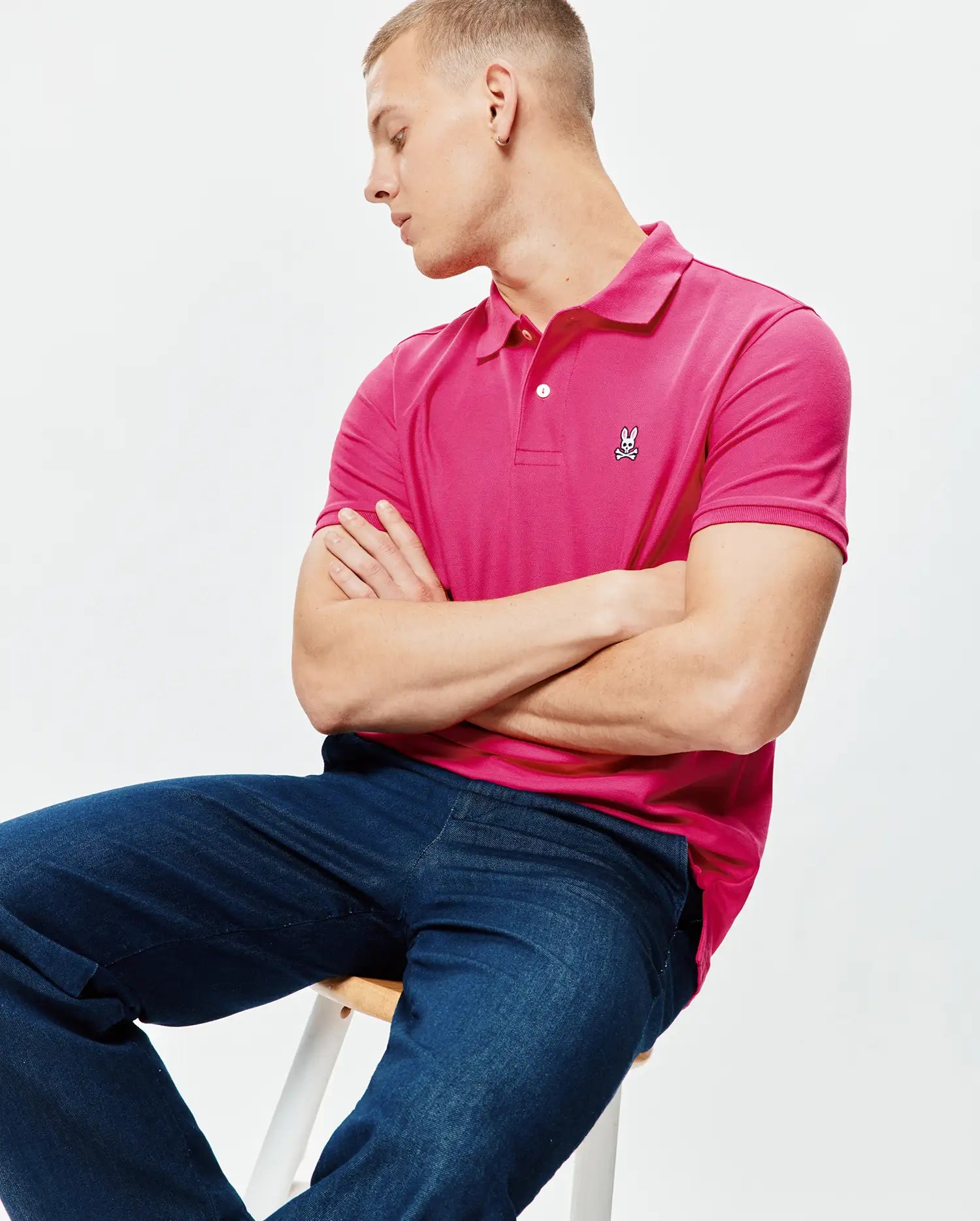 Psycho Bunny Men's Polos B6K001F200 polo Pink Yarrow cotone Pima