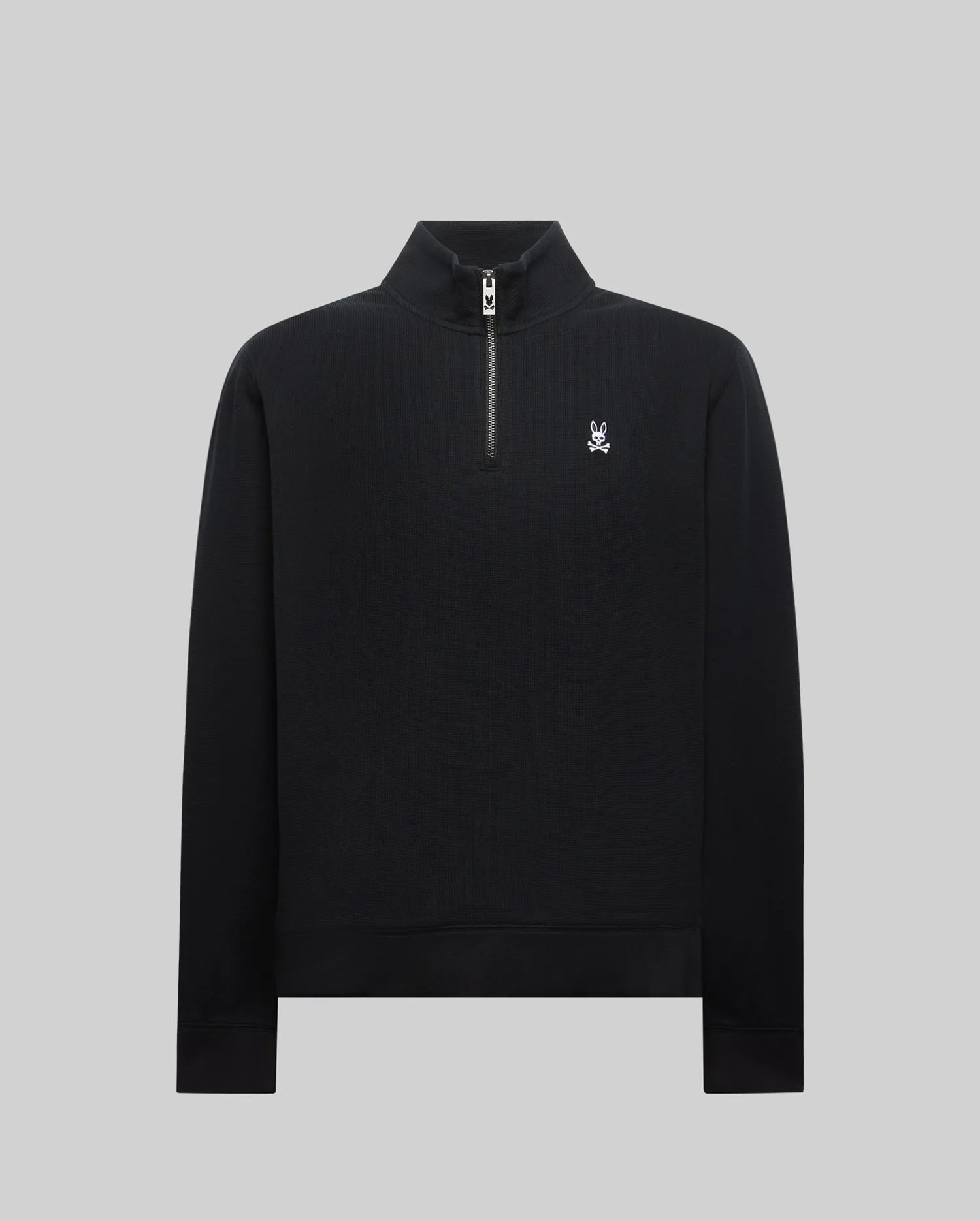 Psycho Bunny Men's Sweatshirts & Hoodies Maxton Waffle 1/4 Zip MT0500253 felpa nera waffle