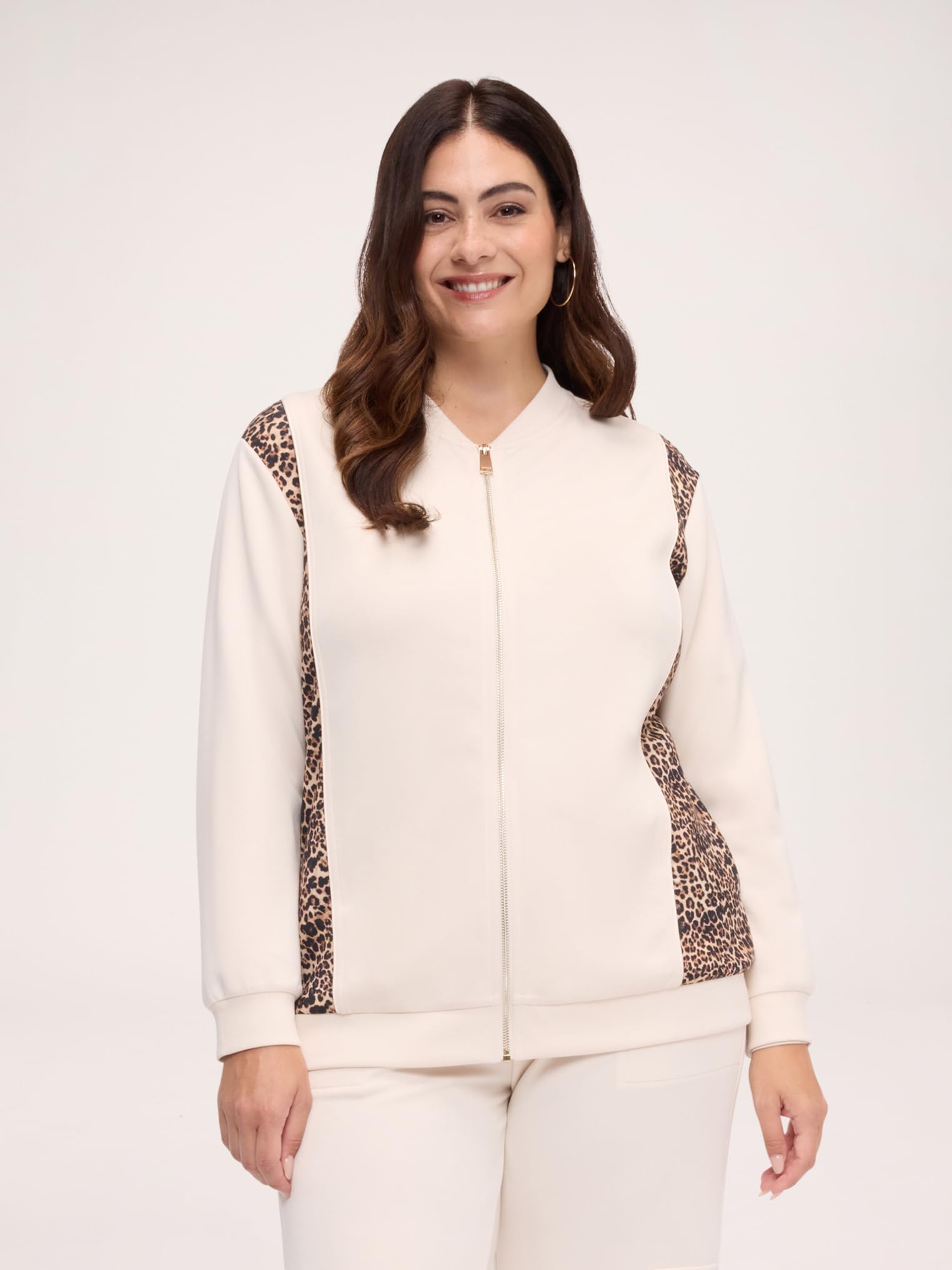 Fiorella Rubino Maglie e felpe Felpa aperta con inserti animalier M Plus