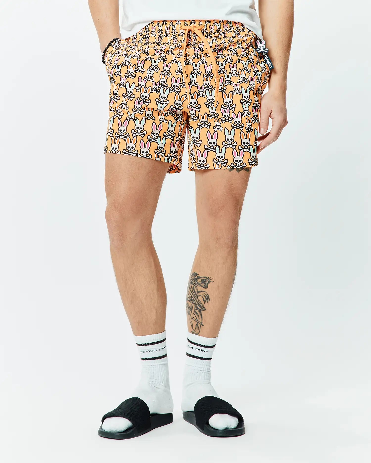 Psycho Bunny Men's Swimwear Byron Swim Trunk 6" costume arancione con rete interna