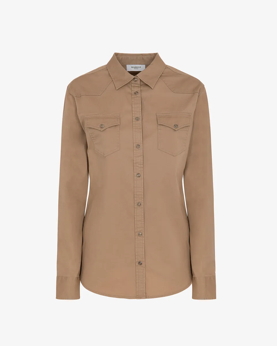 Markup Donna Camicie & Bluse Camicia in bull con tasche applicate