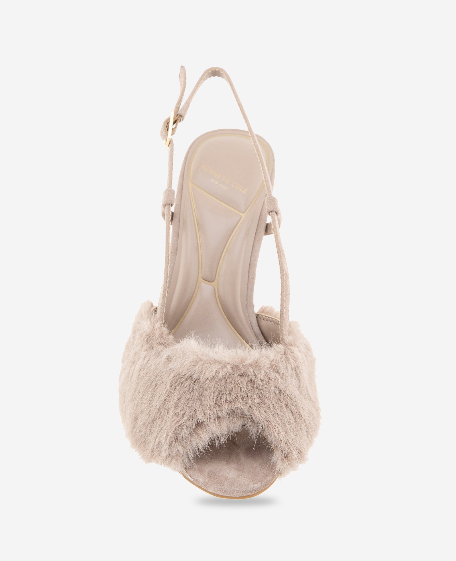 Kenneth Cole Reaction Shoes Londyn Fur-Suede Peep Toe Heel décolleté taupe