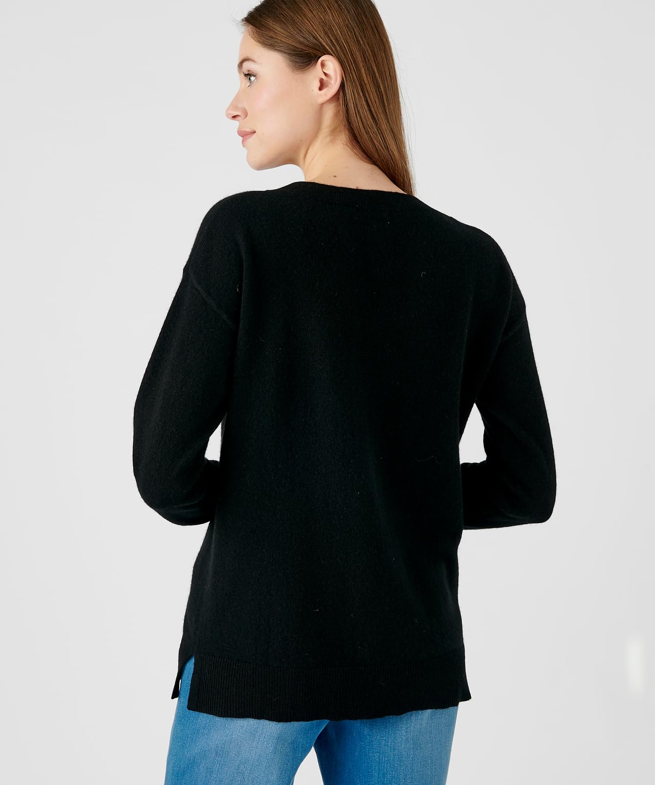 Damart Prêt-à-porter maglione donna nero girocollo in cashmere 38-40