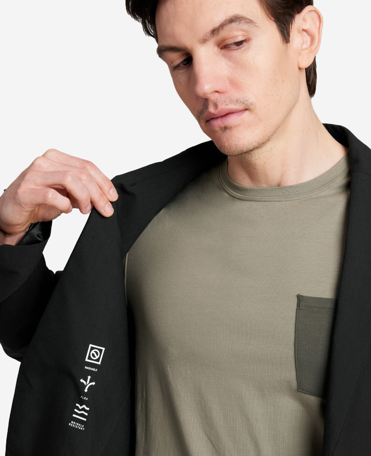 Kenneth Cole Reaction Clothing The 365 Washable Suit Separate Jacket giacca nera elasticizzata