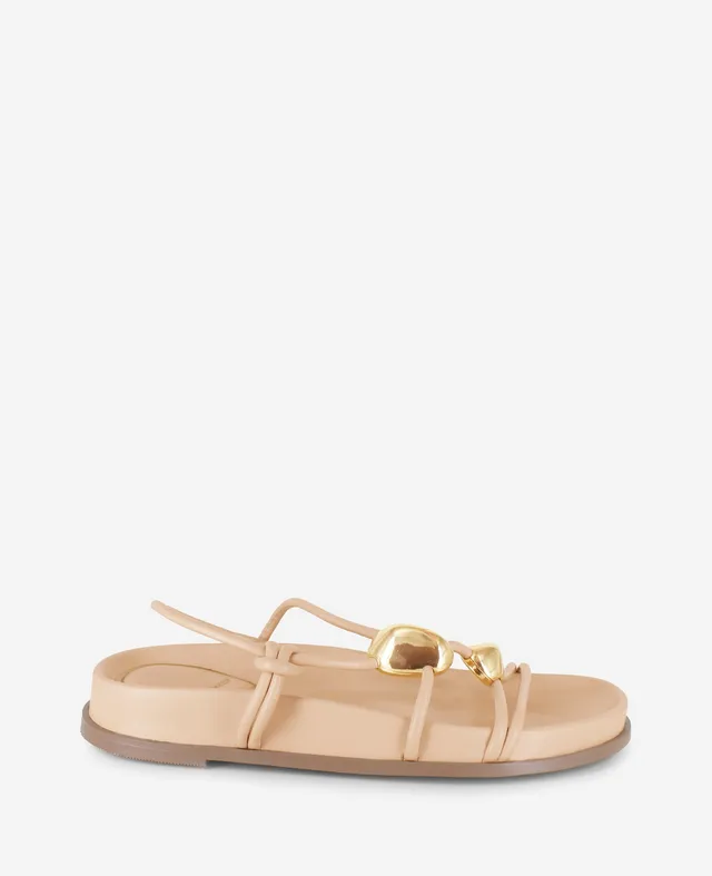 Kenneth Cole Reaction Shoes Vera Strappy Leather Embellished Sandal sandali beige