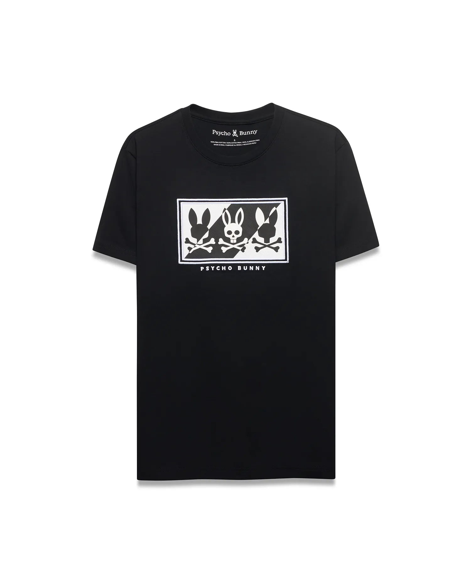 Psycho Bunny Men's Tees Men's Desmond Graphic Tee t-shirt nera cotone Pima