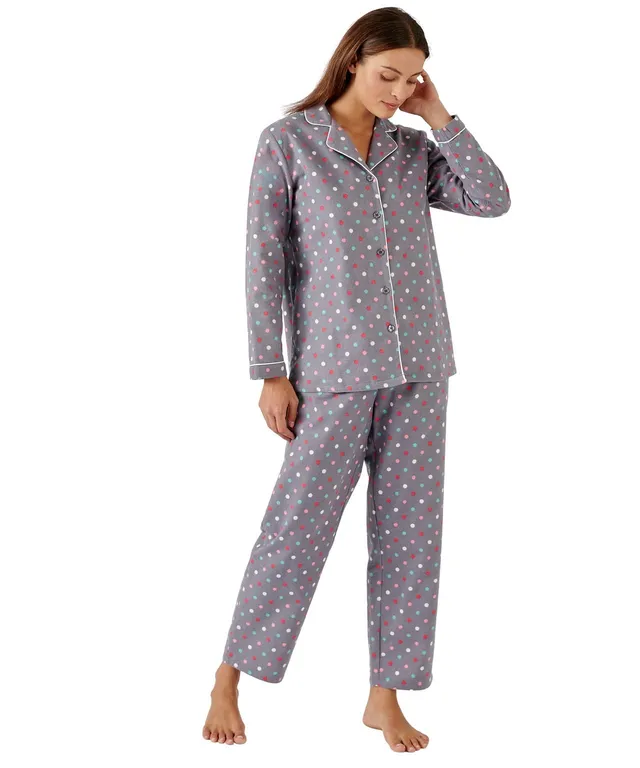 Damart Homewear Pigiama in flanella di cotone donna grigio piselli S