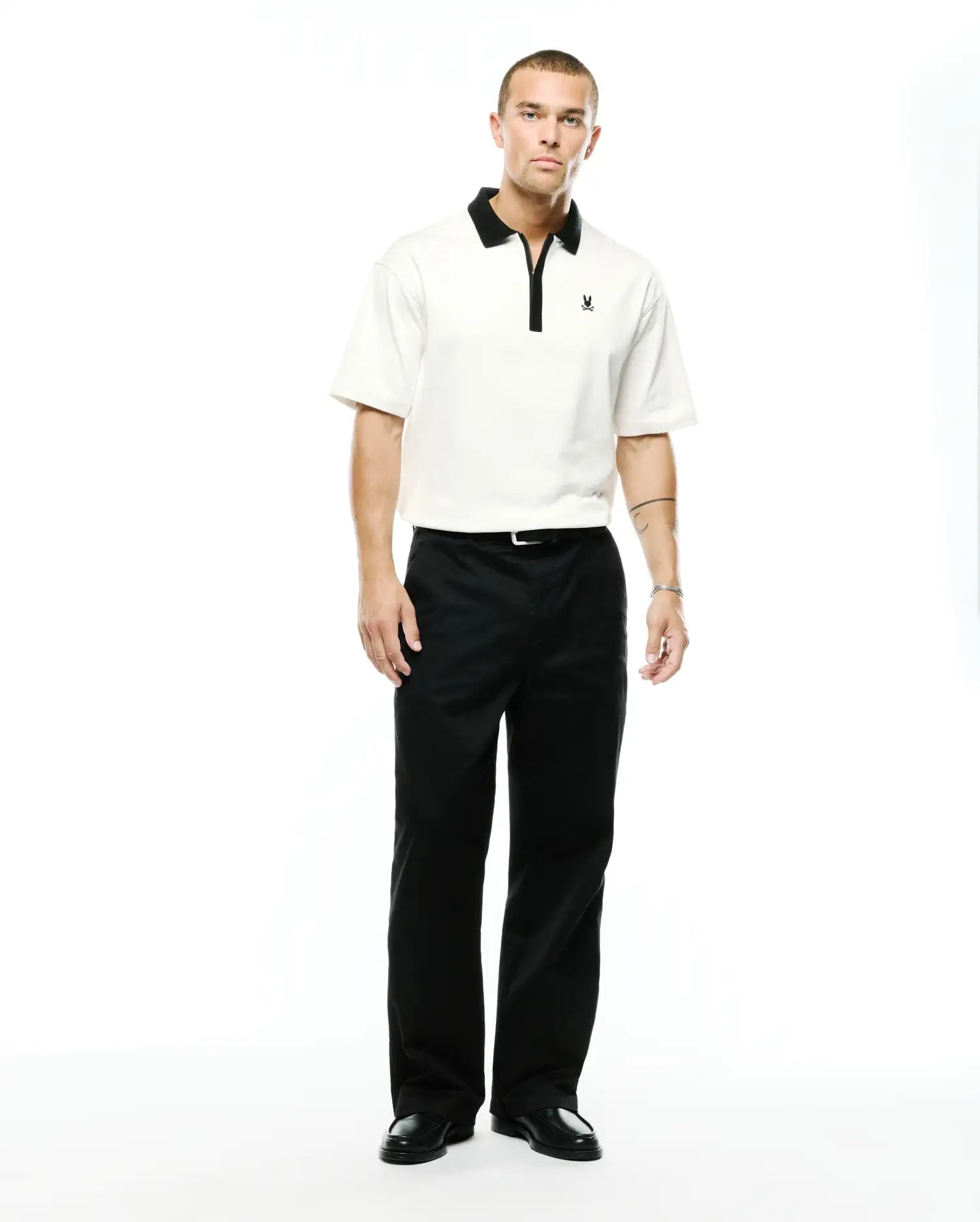 Psycho Bunny Men's Polos Nolen Oversized Jersey polo Ecru in cotone Pima