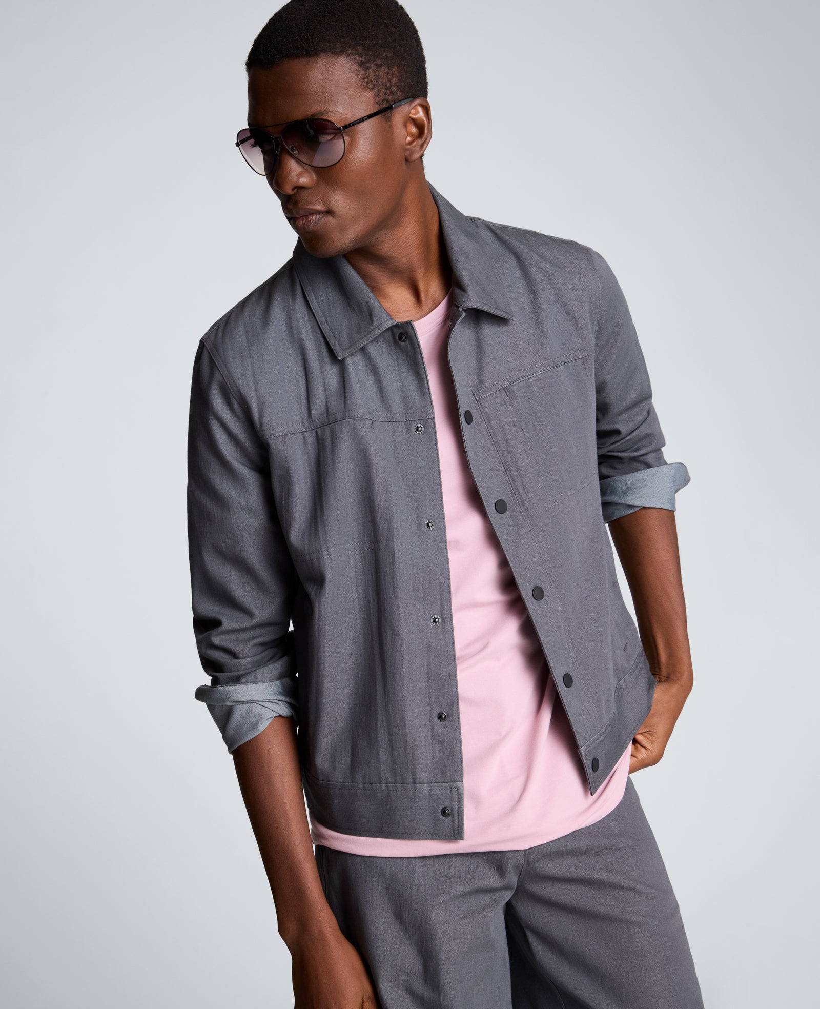 Kenneth Cole Reaction Clothing Denim Trucker Jacket giacca in denim antracite