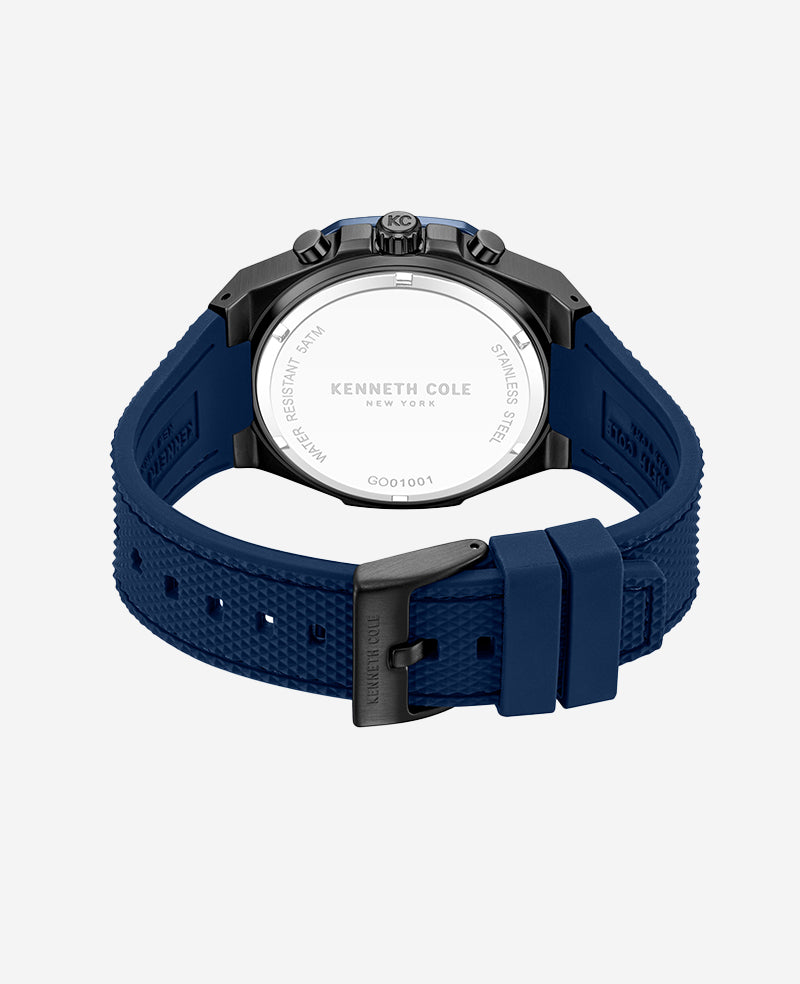 Kenneth Cole Reaction Watches Dress Sport Chronograph Two-Tone Silicone Strap Watch orologio nero blu