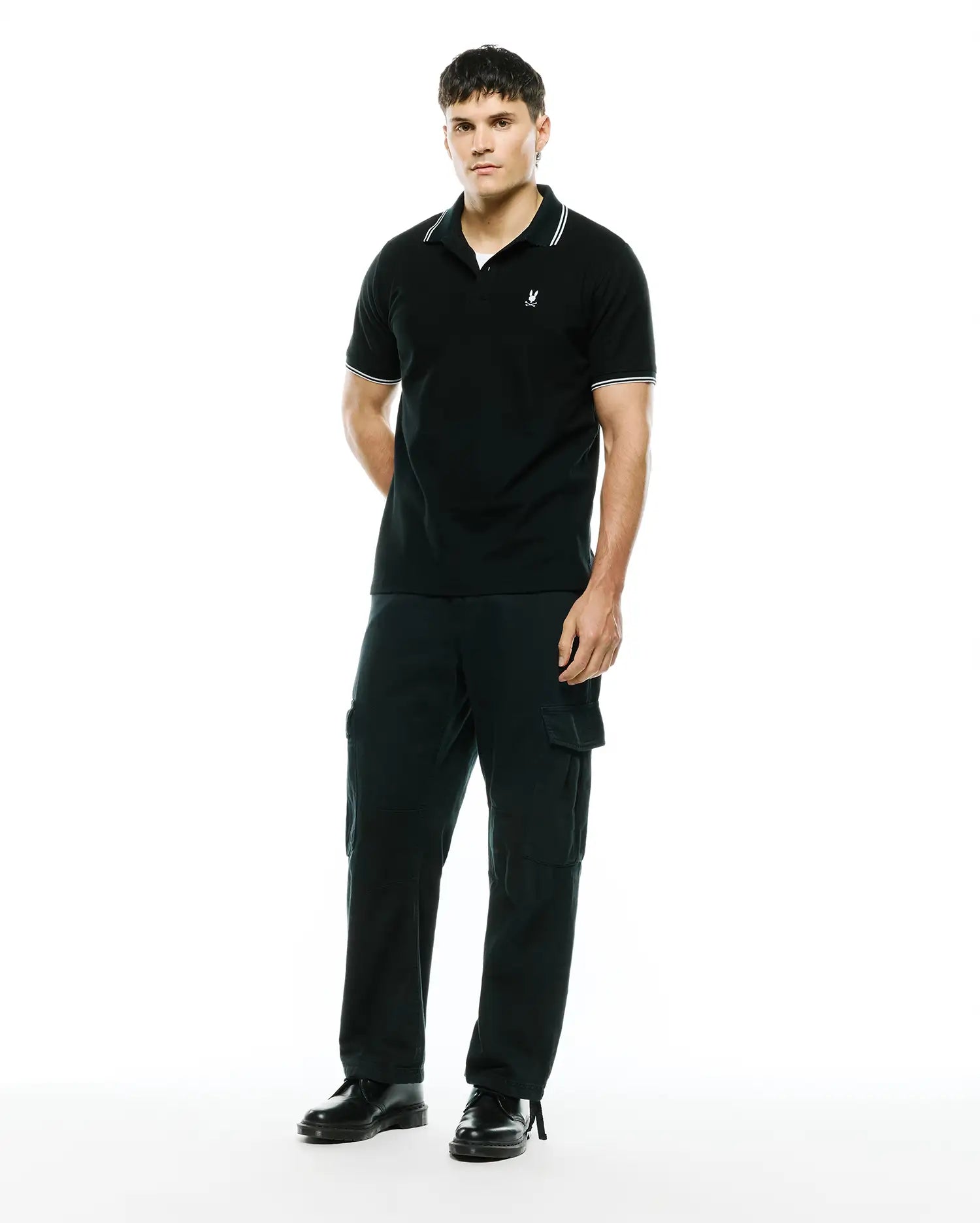 Psycho Bunny Men's Polos Stan Pima Piqué Polo polo nera