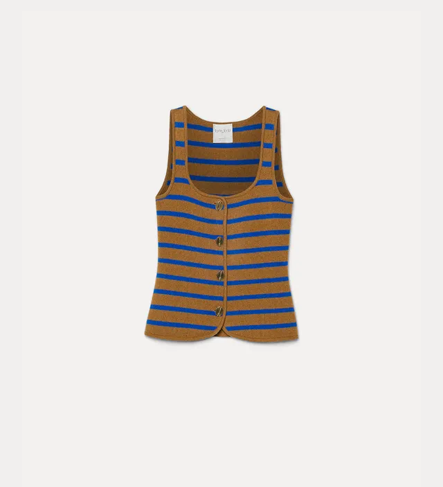 Forte maglieria Cashmere and Wool Bustier Waistcoat caramello gilet