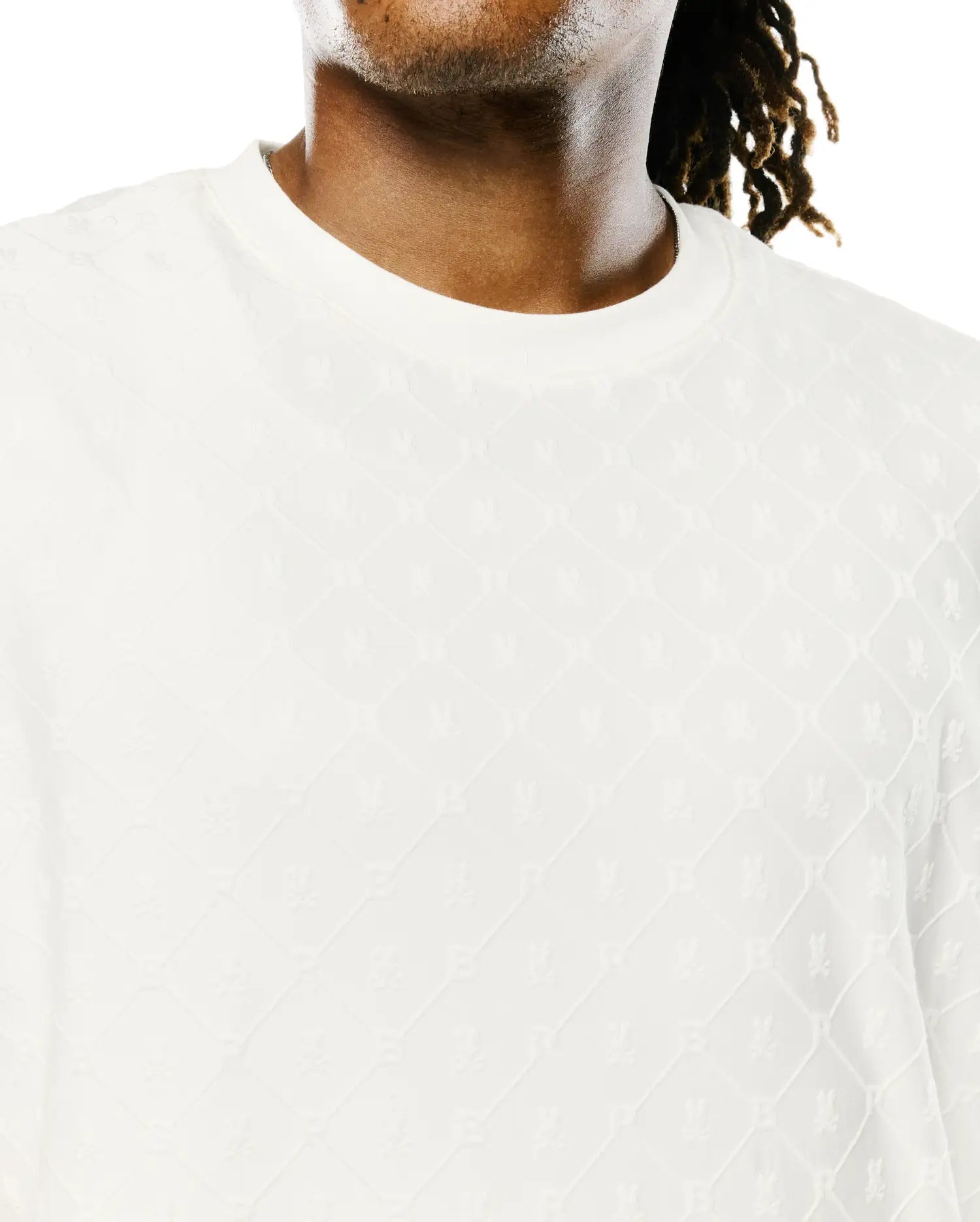 Psycho Bunny Men's Tees Garry Jacquard Oversized-Fit Tee maglietta ecru