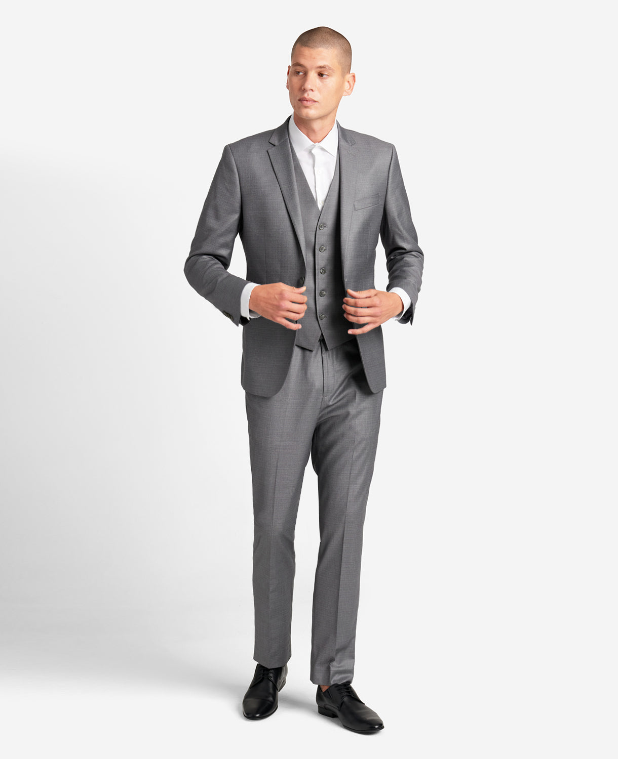 Kenneth Cole Reaction Clothing Ready Flex Slim-Fit Suit Separate Vest gilet grigio chiaro elasticizzato