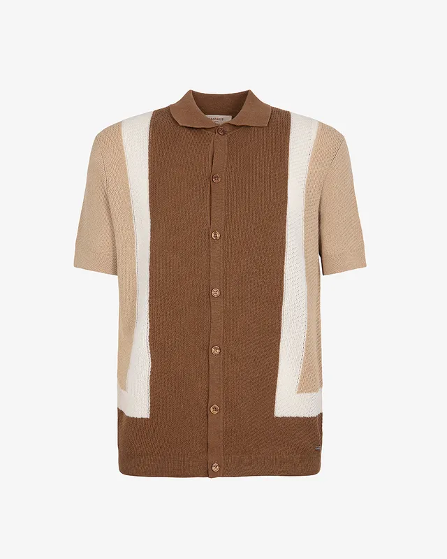 Markup Uomo Maglieria Camicia block color misto lino